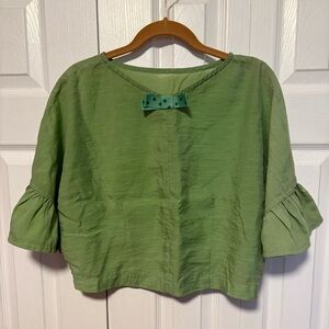 Beautiful Green Ruffle Sleeve Top